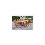 Lubok - salon de jardin extensible avec table ovale 10 places en teck huil