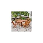 Lubok salon de jardin teck huil� 6 pers - table ovale 4 chaises 2 fauteuils