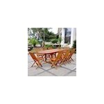 Lubok salon de jardin teck huil 8 personnes - table ovale + 8 chaises
