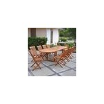 Lubok table de jardin ovale 10 places et 10 chaises en teck huilé Lubok table de jardin ovale 10 places et 10 chaises en teck huilé