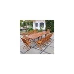 Lubok table de jardin rectangle 10 places et 10 chaises en teck huilé Lubok table de jardin rectangle 10 places et 10 chaises en teck huilé