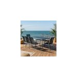 Lusiana table de jardin et 8 chaises en acier et toile pvc gris Lusiana table de jardin et 8 chaises en acier et toile pvc gris