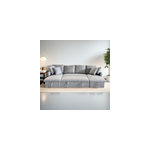 Mahé canapé panoramique convertible 4 places en tissu avec coffre - gris clair Mahé canapé panoramique convertible 4 places en tissu avec coffre - gris clair