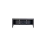 Maine - banc tv 3 portes vitr�es acier noir 130 cm