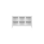 Maine - buffet 3 portes vitr�es acier blanc 140cm