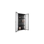 Maine - vitrine 2 portes vitr�es acier noir 80x175 cm