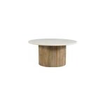 Marbella - table basse ronde 70 cm en marbre blanc et bois massif