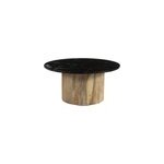 Marbella - table basse ronde 70 cm en marbre noir et bois massif