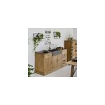 Meuble bas de cuisine en bois et pierre