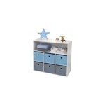 Meuble enfant 6 paniers 1 niche bleu gri