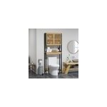 Meuble �tag�re dessus wc - 2 portes, 2 �tag�res - mdf noir bois bambou verni