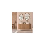 Meuble de salle de bain suspendu teck