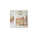 Meuble de salle de bain teck et cannage