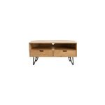 Meuble tv d'angle en bois manguier massif et m�tal noir l100 cm vibes