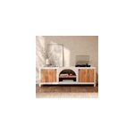 Meuble tv en pl�tre blanc cass� et bois d'acacia 145 cm - fira