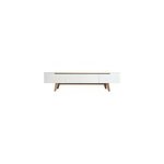 Meuble tv blanc laqu� brillant et bois l180 cm melka