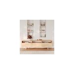 Meuble tv en bois d'h�v�a massif effet blanchi - gis�le