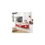 Meuble tv combi rouge avec plateau bois Meuble tv combi rouge avec plateau bois
