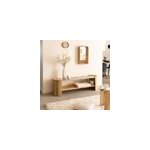 Meuble tv ovale en bois de manguier et marbre isabella Meuble tv ovale en bois de manguier et marbre isabella