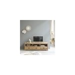 Meuble tv en teck recycl� 3 tiroirs