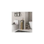 Meuble wc avec support papier toilette - porte, �tag�re - mdf noir bambou verni