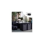 Miami miami - salon de jardin 10 places noir - noir + housse de protection