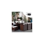 Miami miami - salon de jardin 10 places marron - blanc + housse de protection