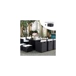 Miami miami - salon de jardin 10 places noir - blanc + housse de protection