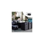 Miami miami - salon de jardin 10 places noir - gris + housse de protection