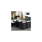 Miami miami - salon de jardin 6 places noir - blanc + housse de protection