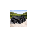 Miami miami - salon de jardin 6 places noir - gris + housse de protection
