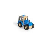 Mini jouet tracteur bleu en bois