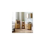 Miroir de salle de bain placard 2 portes - 2 �tag�res - bambou verni