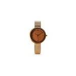 Montre bois acier or dor