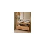 N�via - meuble salle de bain en teck avec �tag�re en verre 140 cm