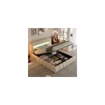 Omaha lit coffre led style nuage 180x200cm en velours beige avec t�te de lit et