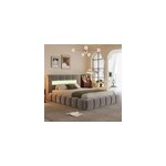 Omaha lit nuage led avec coffre 180x200cm en velours gris avec tte de lit et so