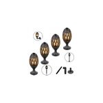 Pack 4 lampes de jardin effet flamme bom