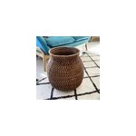 Panier rigide en rotin marron tress� pour cache pot ou rangement