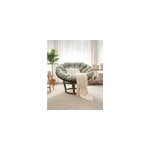 Papasan - fauteuil en rotin rond avec coussin gris