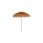 Parasol clair � franges en acier finition bois naturel
