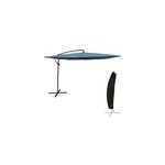 Parasol d�port� molokai carr� 2, 7x2, 7m bleu gris + housse