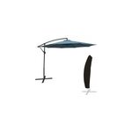 Parasol d�port� oahu rond 3m de diam�tre bleu gris + housse