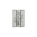 Paravent bois 3 pans bambou noir