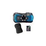 Pentax compact �tanche wg - 90 bleu + etui + sd 8 go