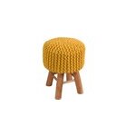 Petit tabouret tricot en coton jaune moutarde - lisa