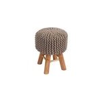Petit tabouret tricot en coton taupe - lisa