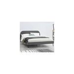 Phoenix lit 140 x 190 cm en velours gris et pieds noirs