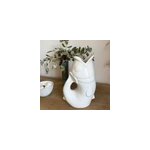 Pichet ou vase poisson blanc cass� en c�ramique