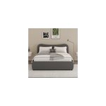 Plano lit coffre 140x190cm design arrondi velours ctel gris